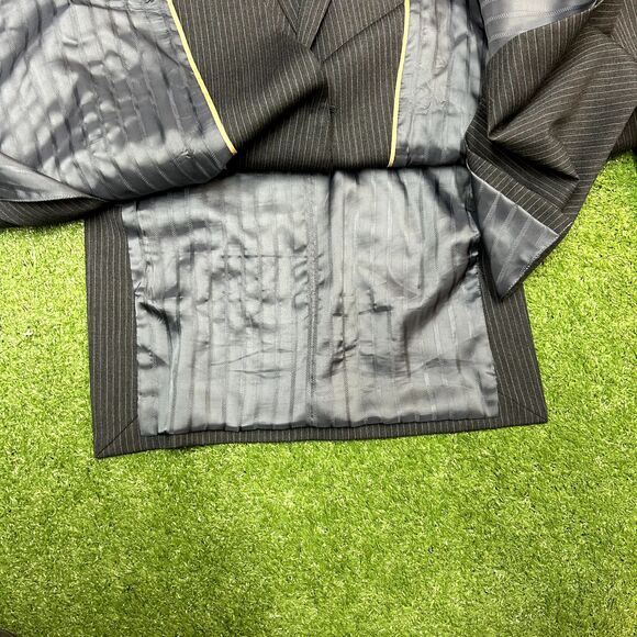 Michael Kors Blazer Men 46L Gray White Pinstripe Perry Ellis Portfolio Jacket - Picture 5 of 8